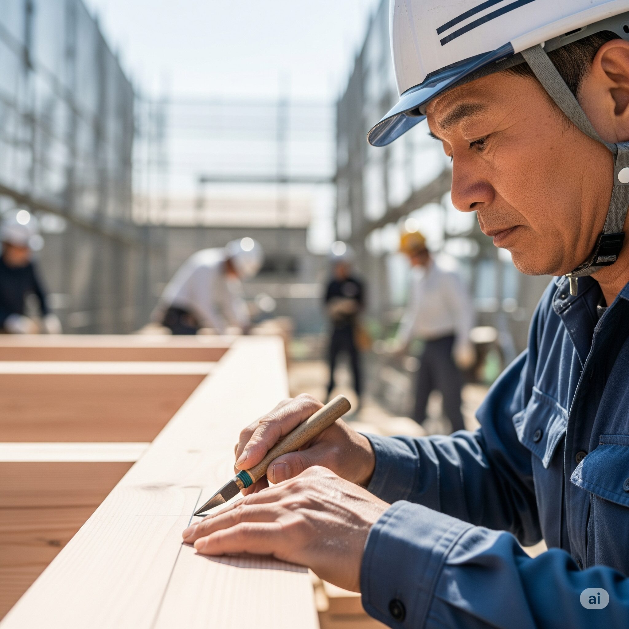 国東市で新築工事の着工前に、近隣住民へ挨拶するスマート建築の担当者